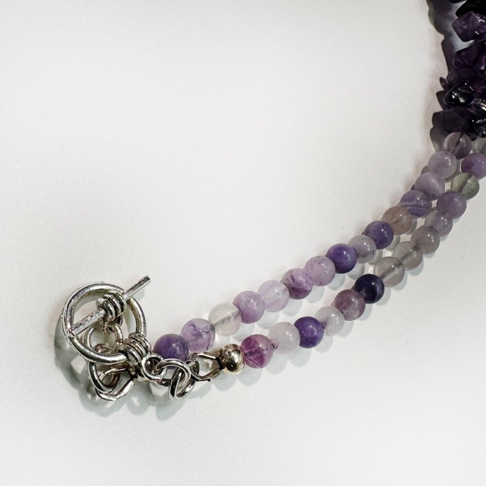 NEW - Handmade - Genuine Amethyst with Glass & Metal Accents - Picture 9 of 10